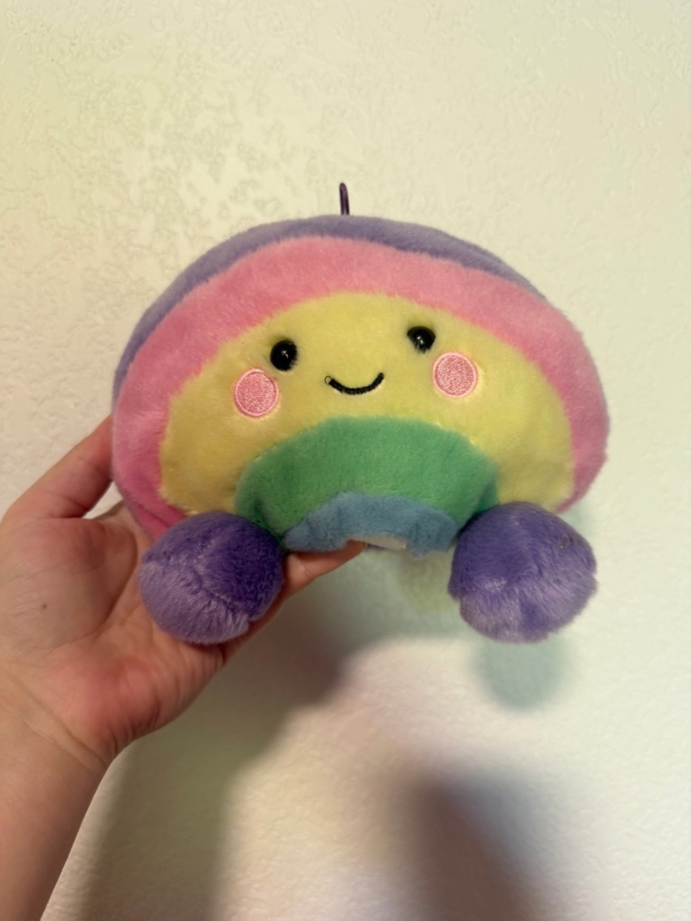 Aurora Soft Cute Little Pastel Rainbow Face Plush Stuffed Animal